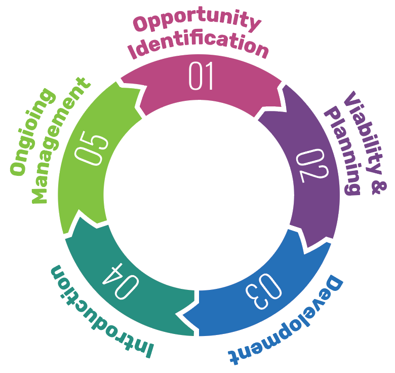 Chart of stages of product development