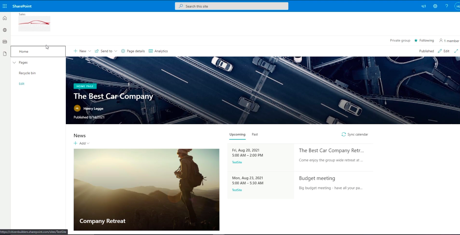 sharepoint site navigation