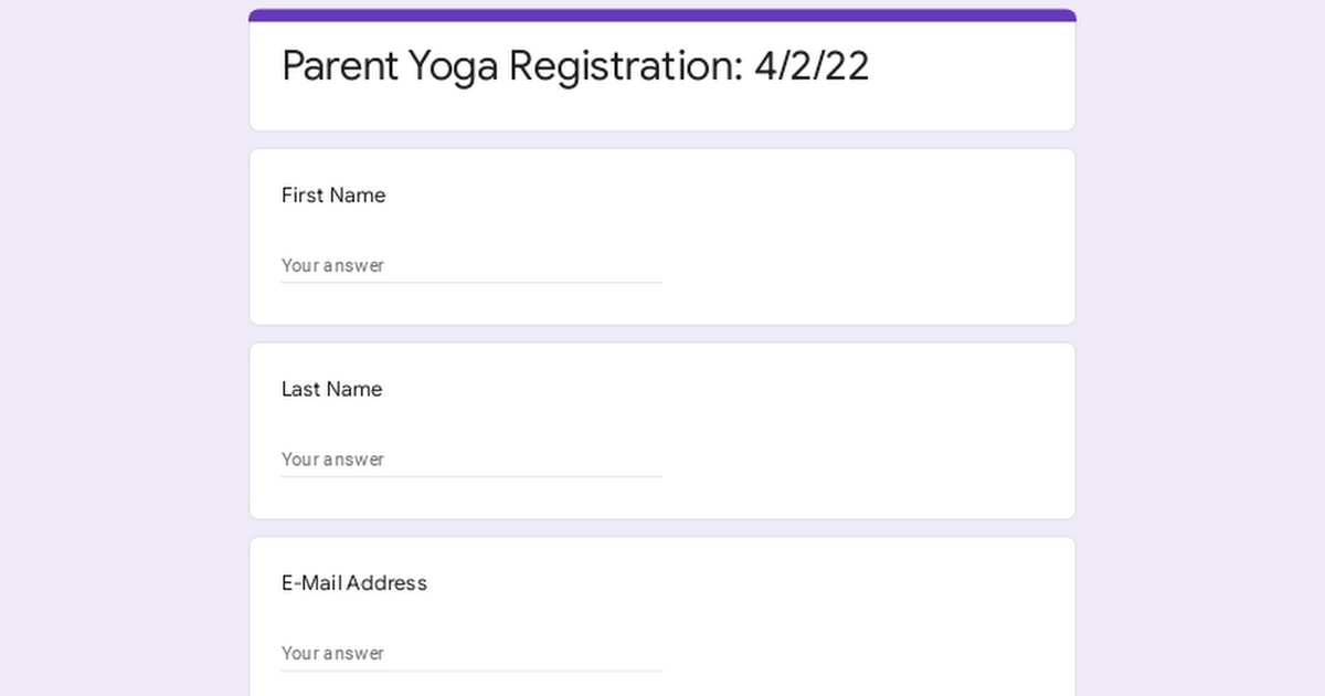 Parent Yoga Registration: 4/2/22