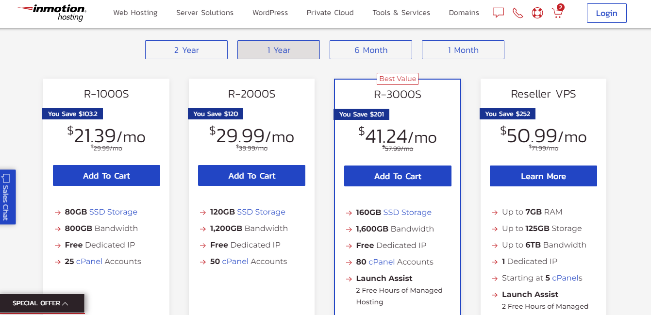 InMotion Hosting reseller hosting plans