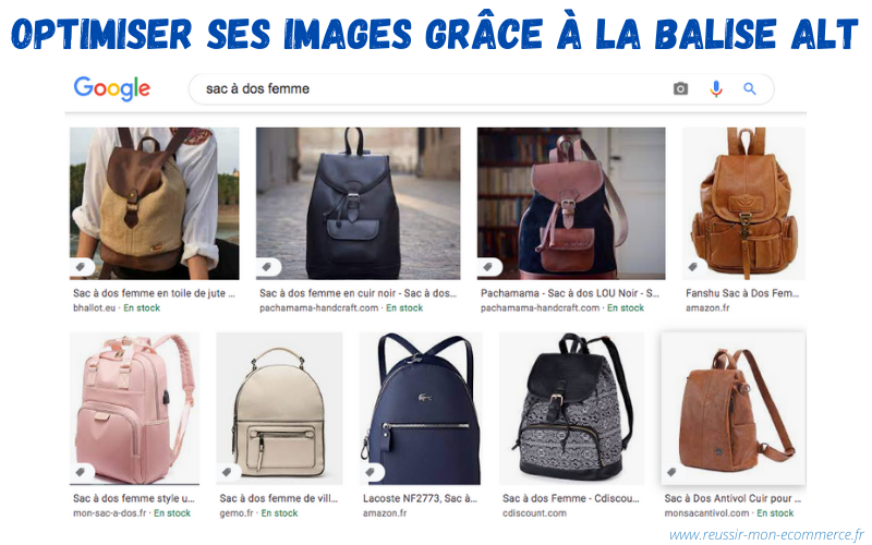 Exemple d'images avec balise ALT optimisée en première page de Google Images.