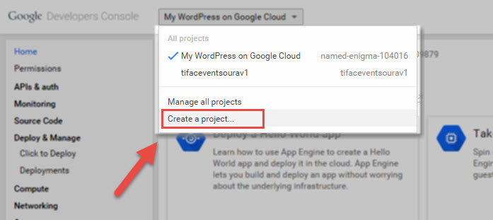 google-cloud-wordpress-009-criar um novo projeto