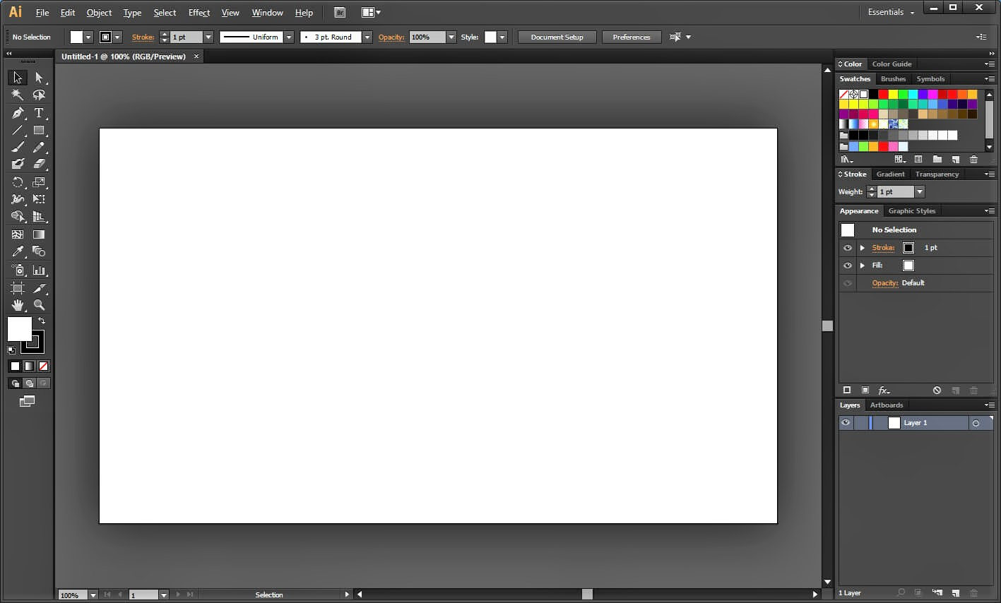 Imagen del programa Adobe Ilustrator, útil para el diseño gráfico. 