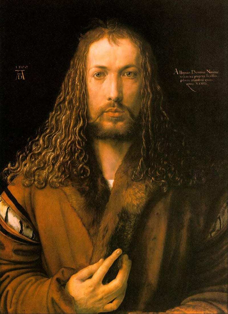 Self-Portrait at the Age of Twenty Eight, Albrecht Dürer, 1500, via Wikiart