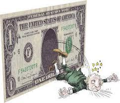 A cartoon of a person falling from a dollar billDescription automatically generated