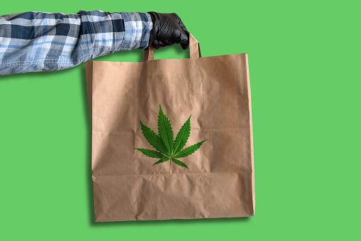 A hand holding a piece of paper with a sheet of marijuana on it Description generated automatically with little confidence