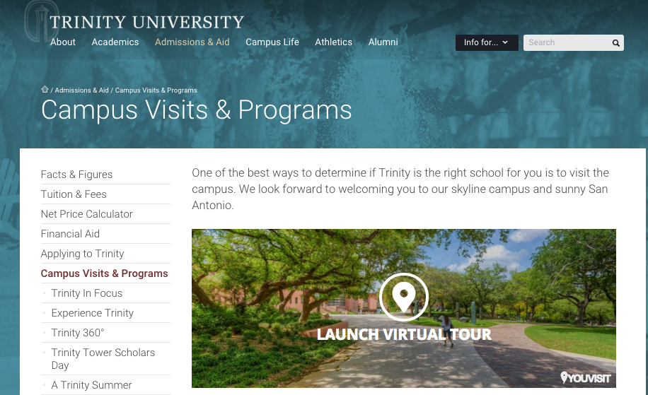 Trinity University Campus Visits and Programs