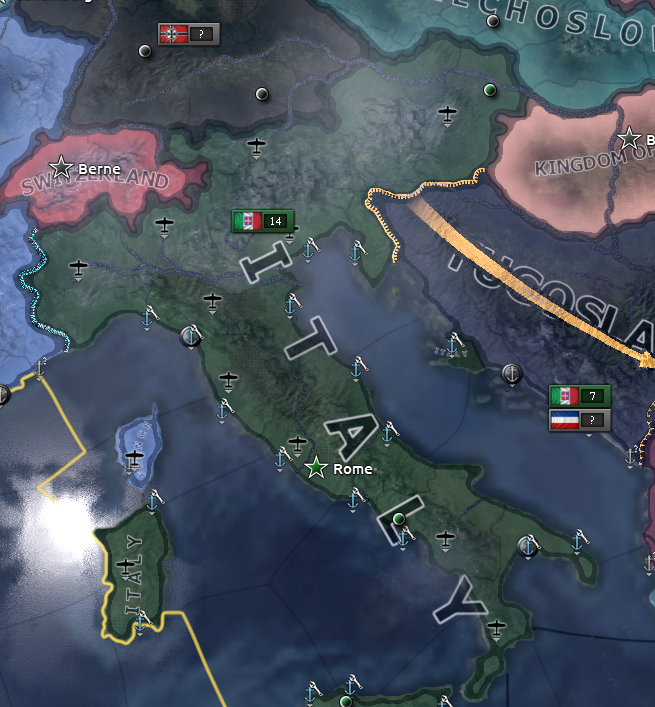 Italy after the conquest of Austria in Hearts of Iron IV.