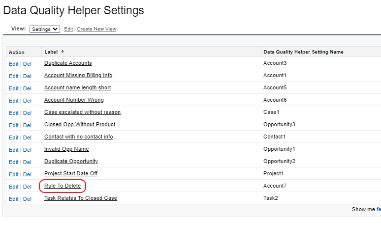 dentifying which rule should be deleted, then clicking on the label for the rule