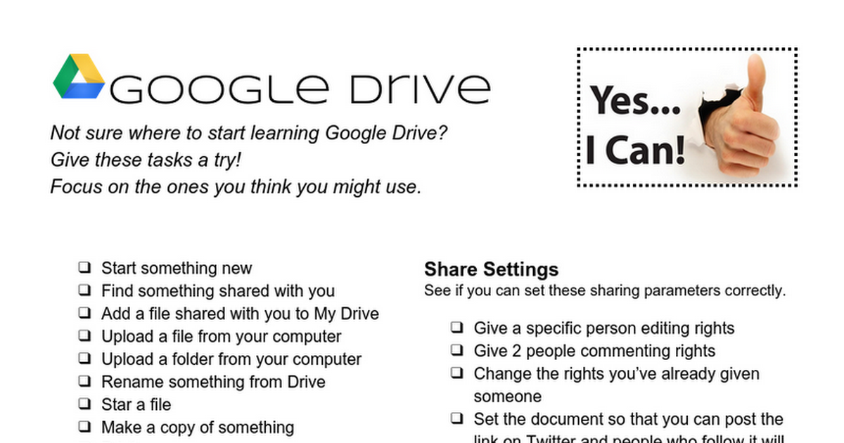 Google Drive - Things To Try Checklist