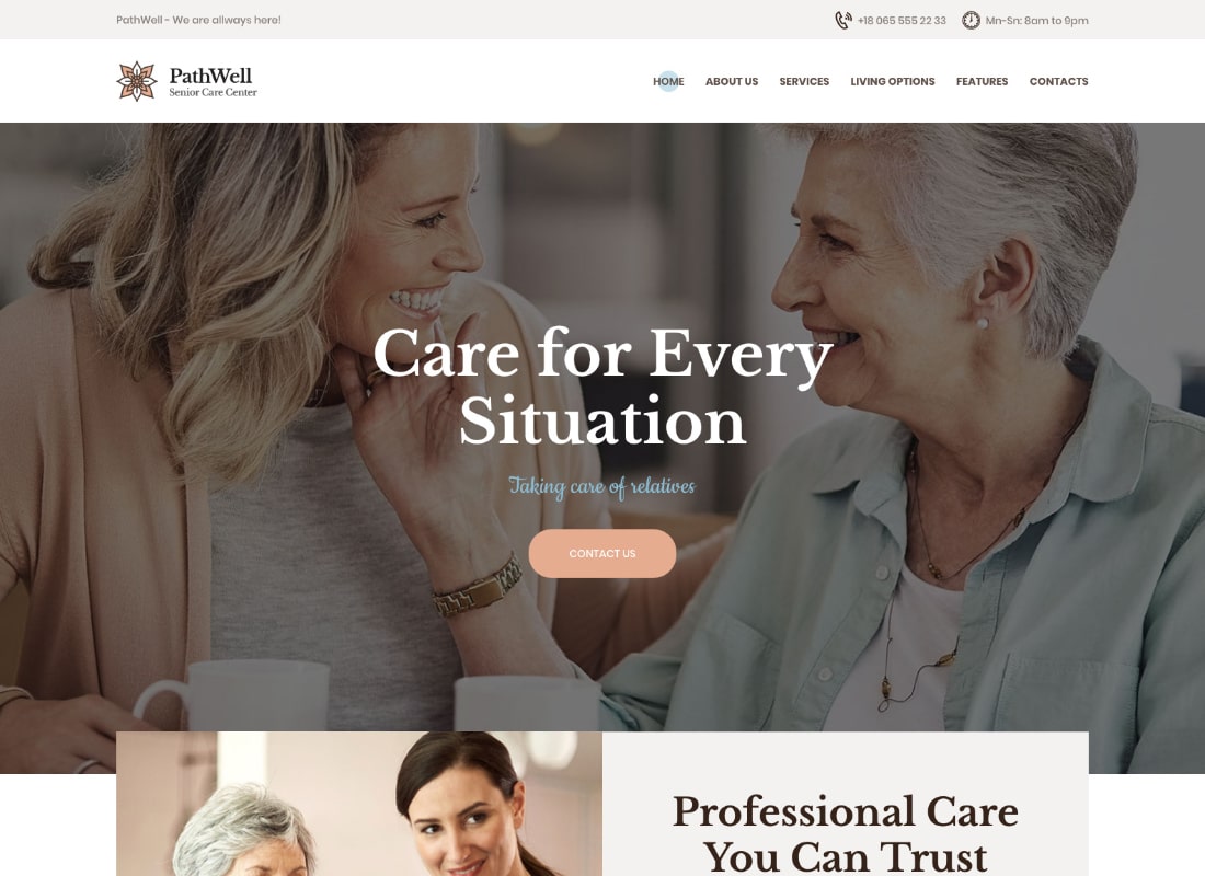PathWell |  Um Tema WordPress para Hospitais de Cuidados Idosos
