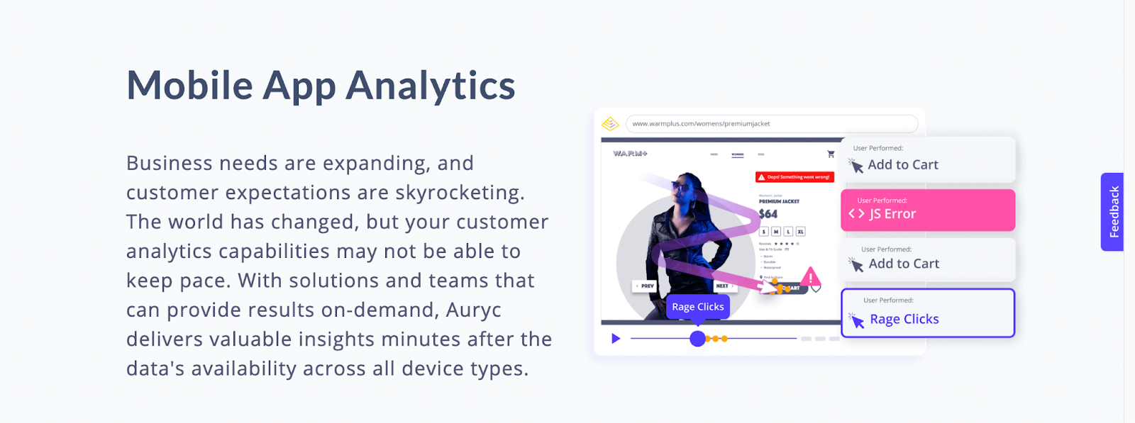 Mobile app analytics by Auryc