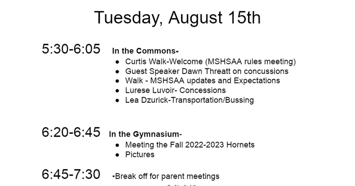 Fall “Meet The Hornets Night” 2019