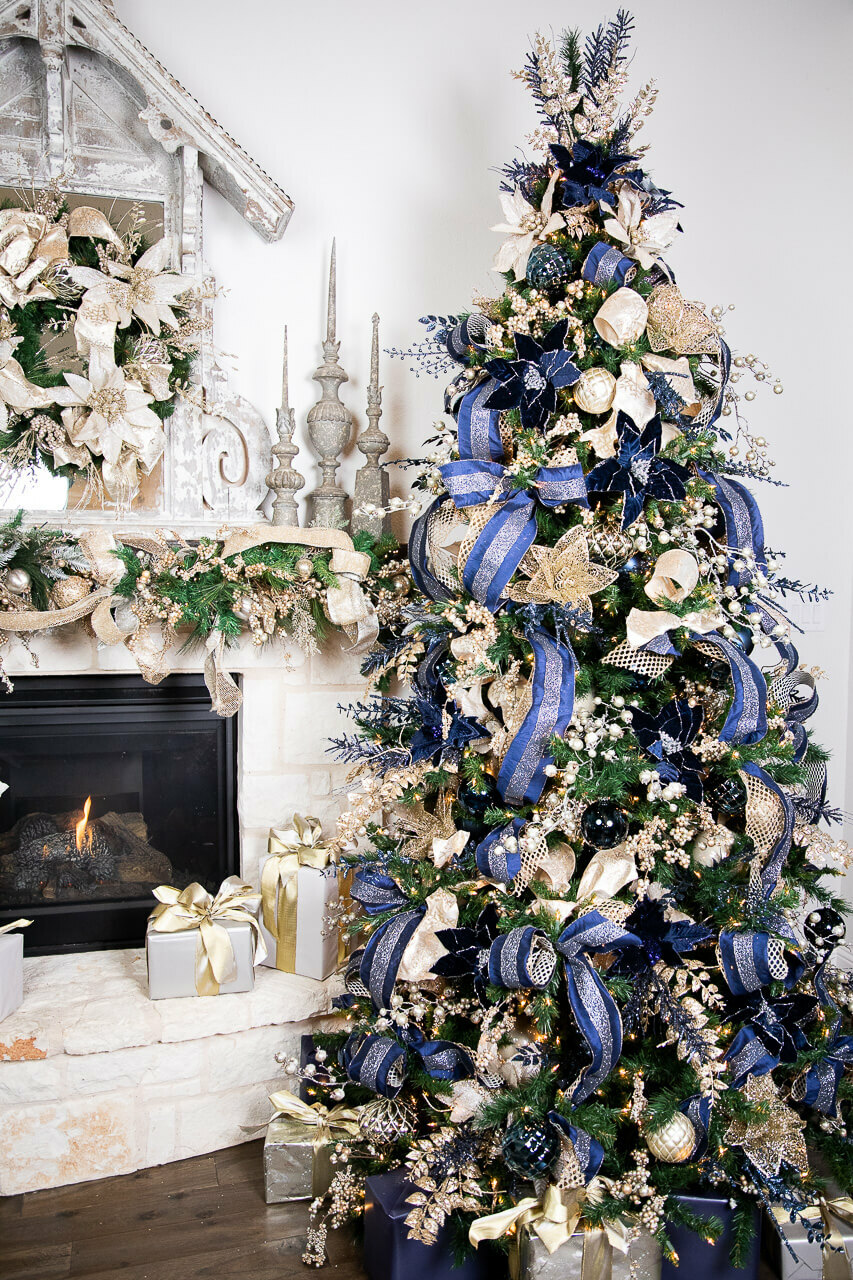 navy and platinum christmas tree