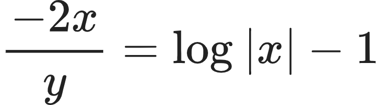 {"type":"align*","font":{"size":10,"color":"#222222","family":"Arial"},"id":"31-0-1-1","code":"\\begin{align*}\n{\\frac{-2x}{y}}&={\\log_{}\\left|x\\right|-1}\t\n\\end{align*}","ts":1604309887091,"cs":"yYOr+x2AfQFGoN6+8RA2AQ==","size":{"width":125,"height":34}}