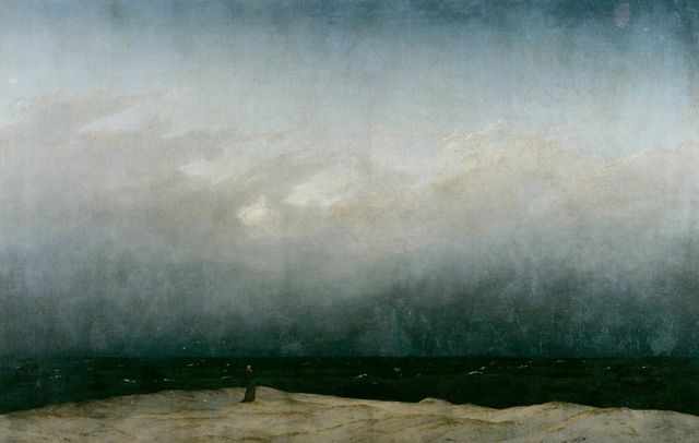"Monje junto al mar" (ca. 1808)de Caspar David Friedrich, uno de los artistas influenciado por las teorías estéticas de los románticos de Jena.