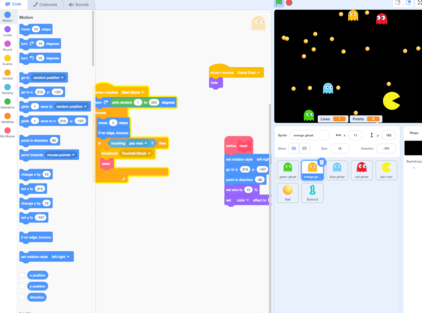 A pac-man game built with the scratch coding language