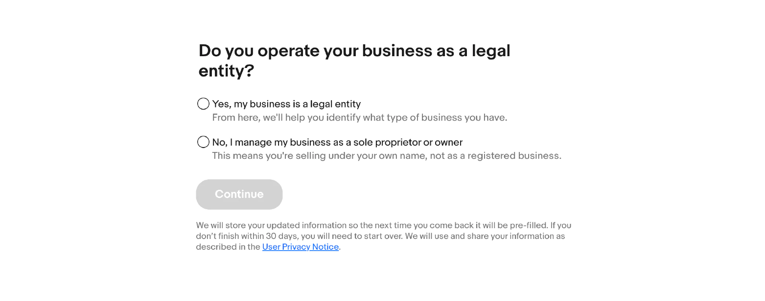ebay Canada legal entity check page