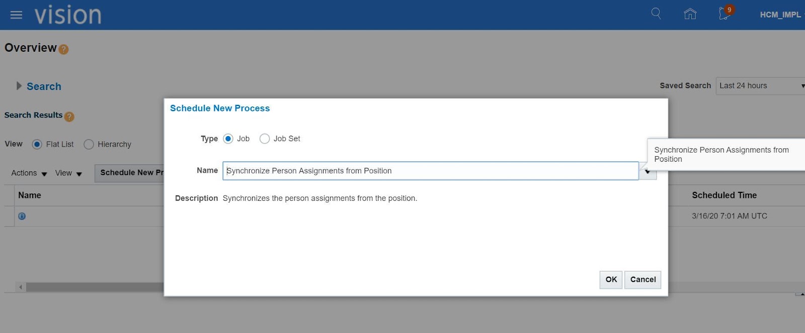 oracle synchronize person assignments from position