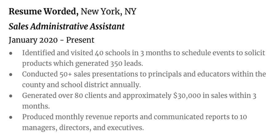 An example of how to highlight multitasking skills in the work experience section of a resume