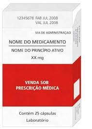 Exemplo de caixa de medicamento de tarja vermelha