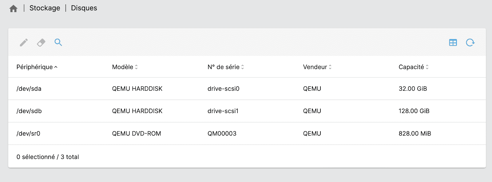 Paramétrage stockage