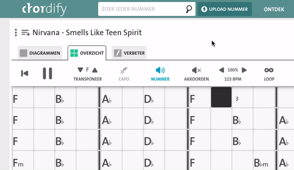 Chordify Premium feature: create your own setlists