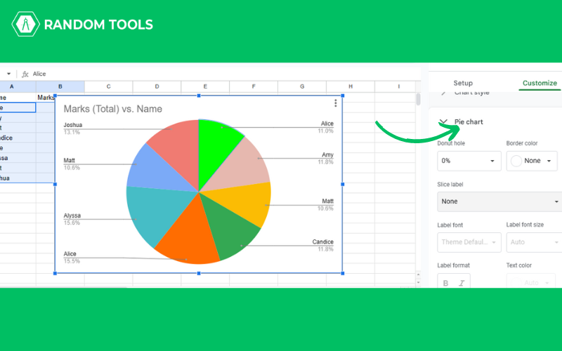 how to make a pie chart in Google Sheets