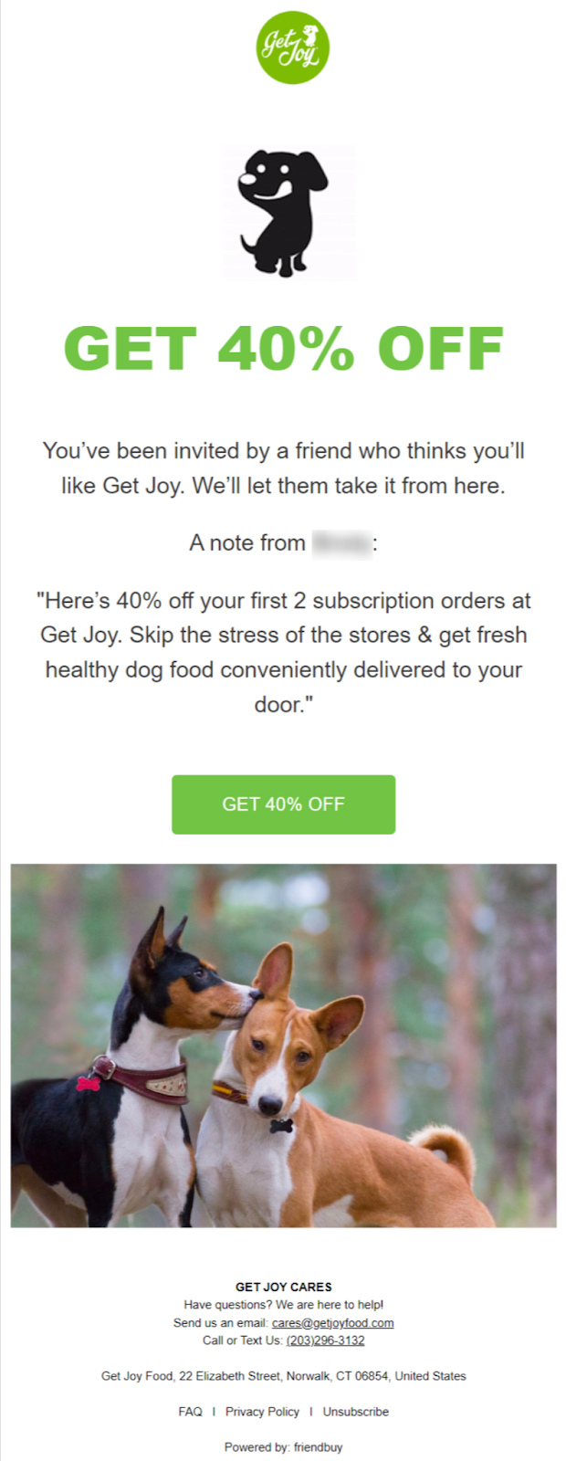 referral marketing email example