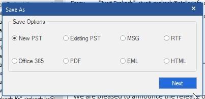 Choose New PST file format