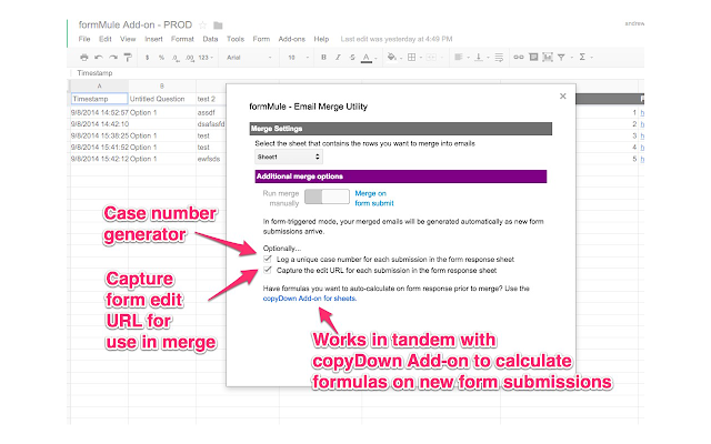 Screenshot of Form Mule - Email Merge Utility