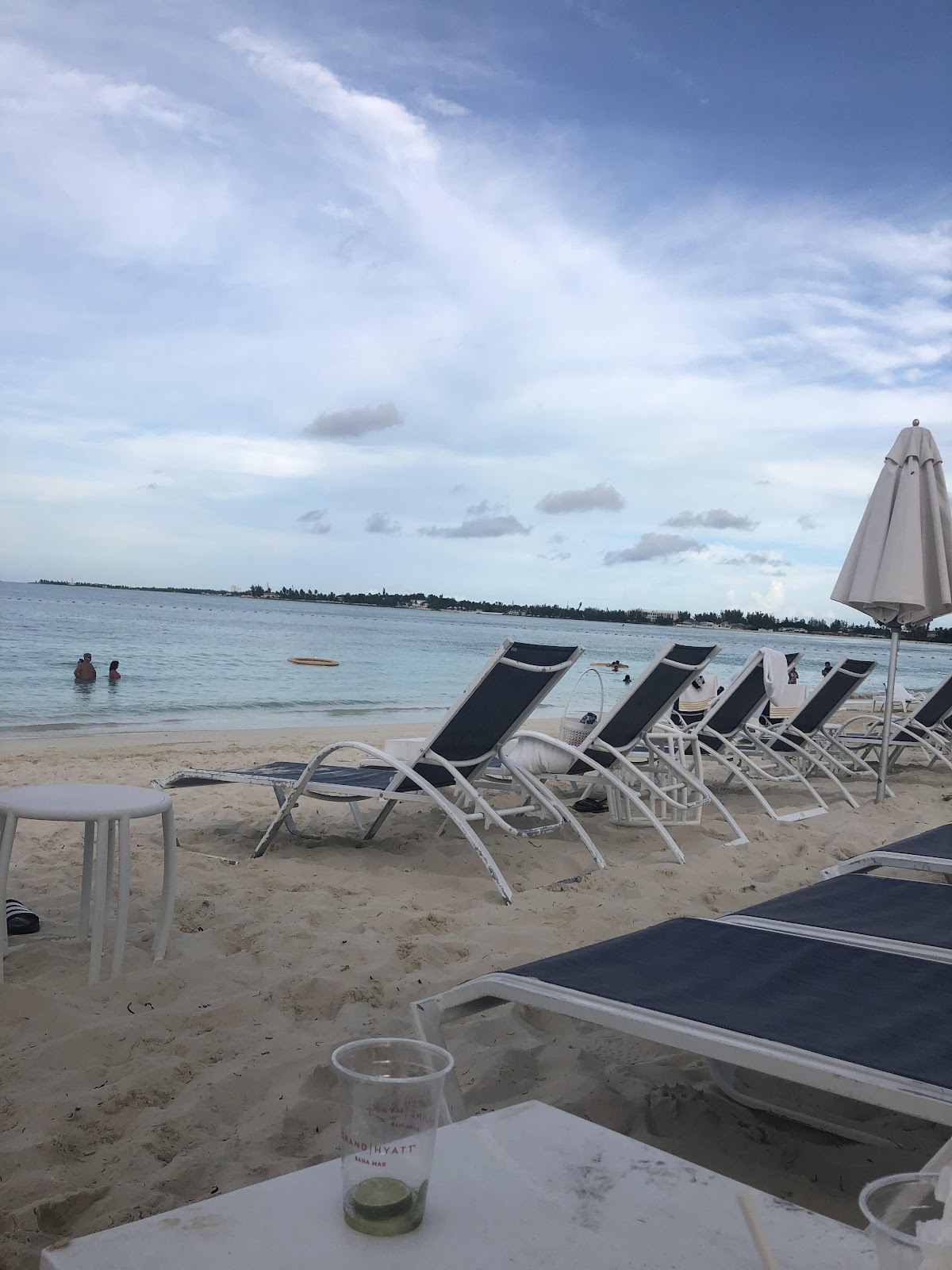 empty beach chairs in Bahamas