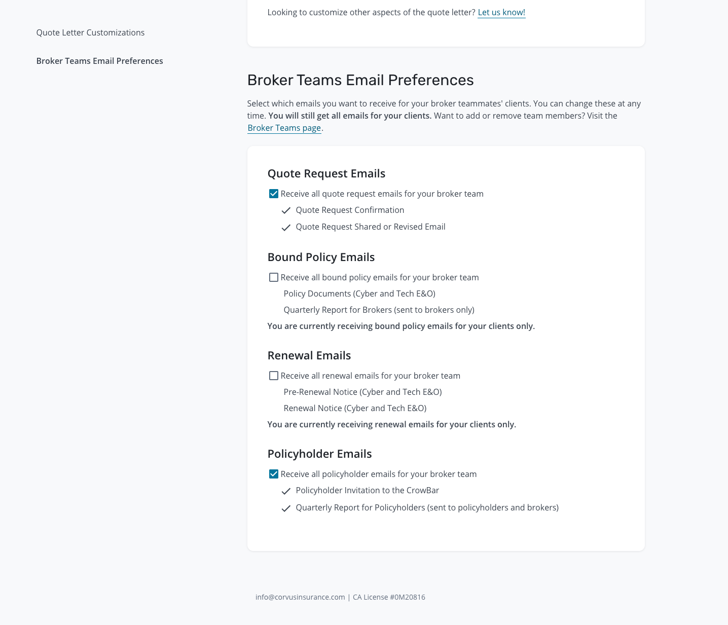 [DIAGRAM] Corvus Policyholder Dashboard - How to Customize Your Broker Team Emails