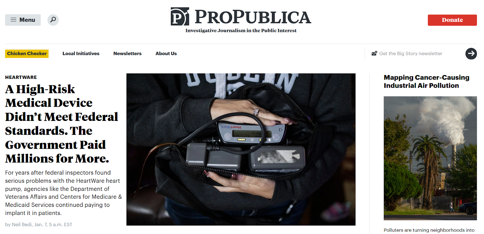 Capture écran du site ProPublica