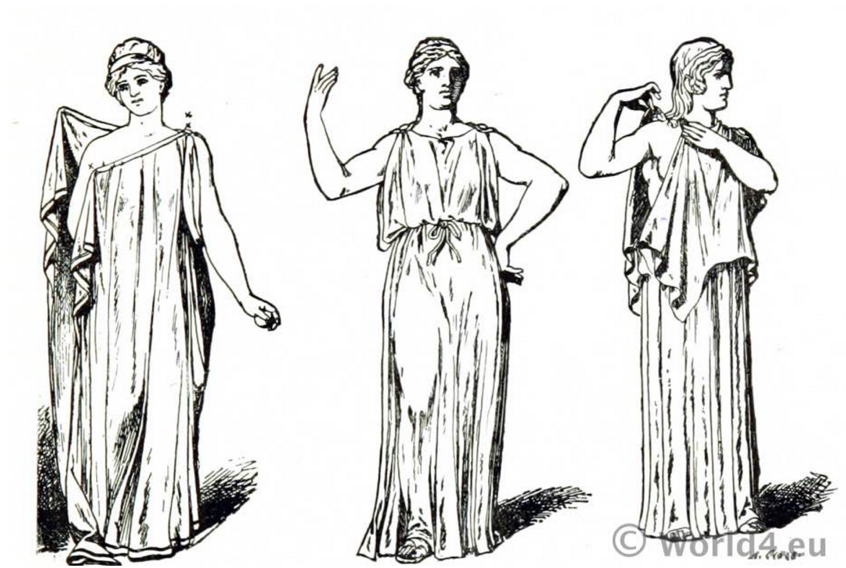 A chiton was a form of clothing in ancient Greece, worn by both the sexes.  There are two forms of chitons, the… | Ancient greek costumes, Greek dress,  Greek costume