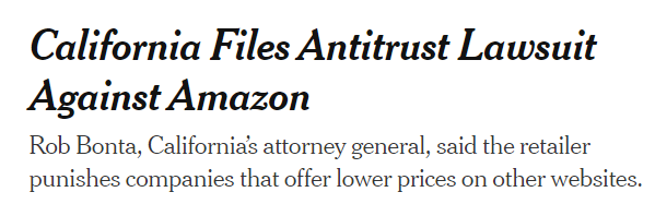 Amazon antitrust lawsuit headline
