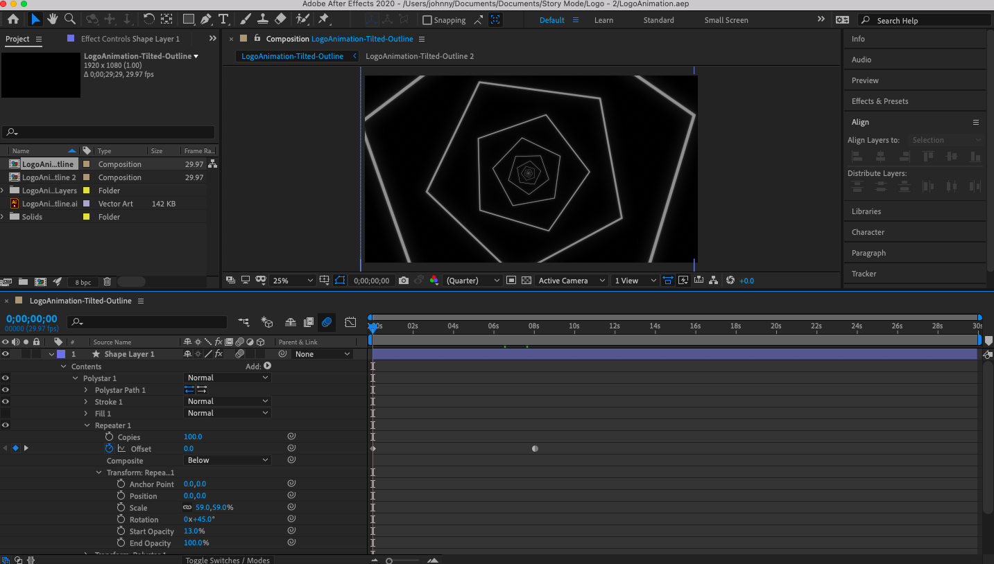 Screenshot of the Adobe After Effect