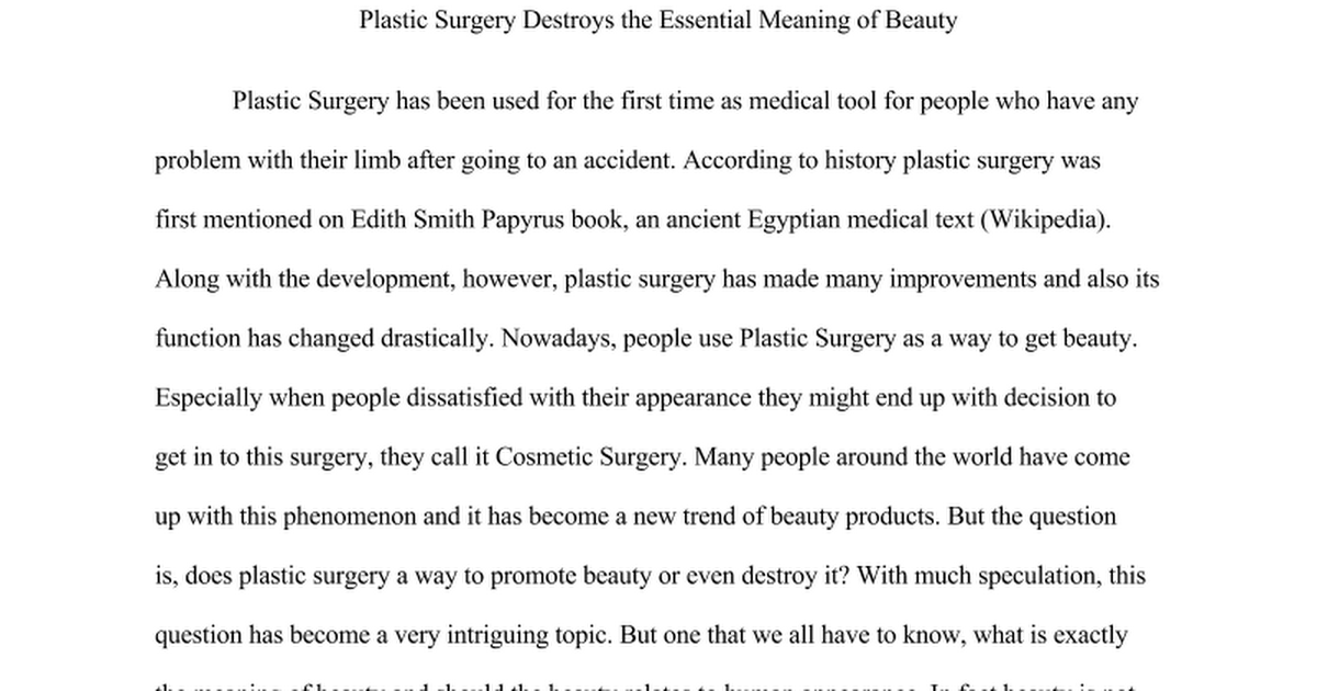 plastic surgery essay against