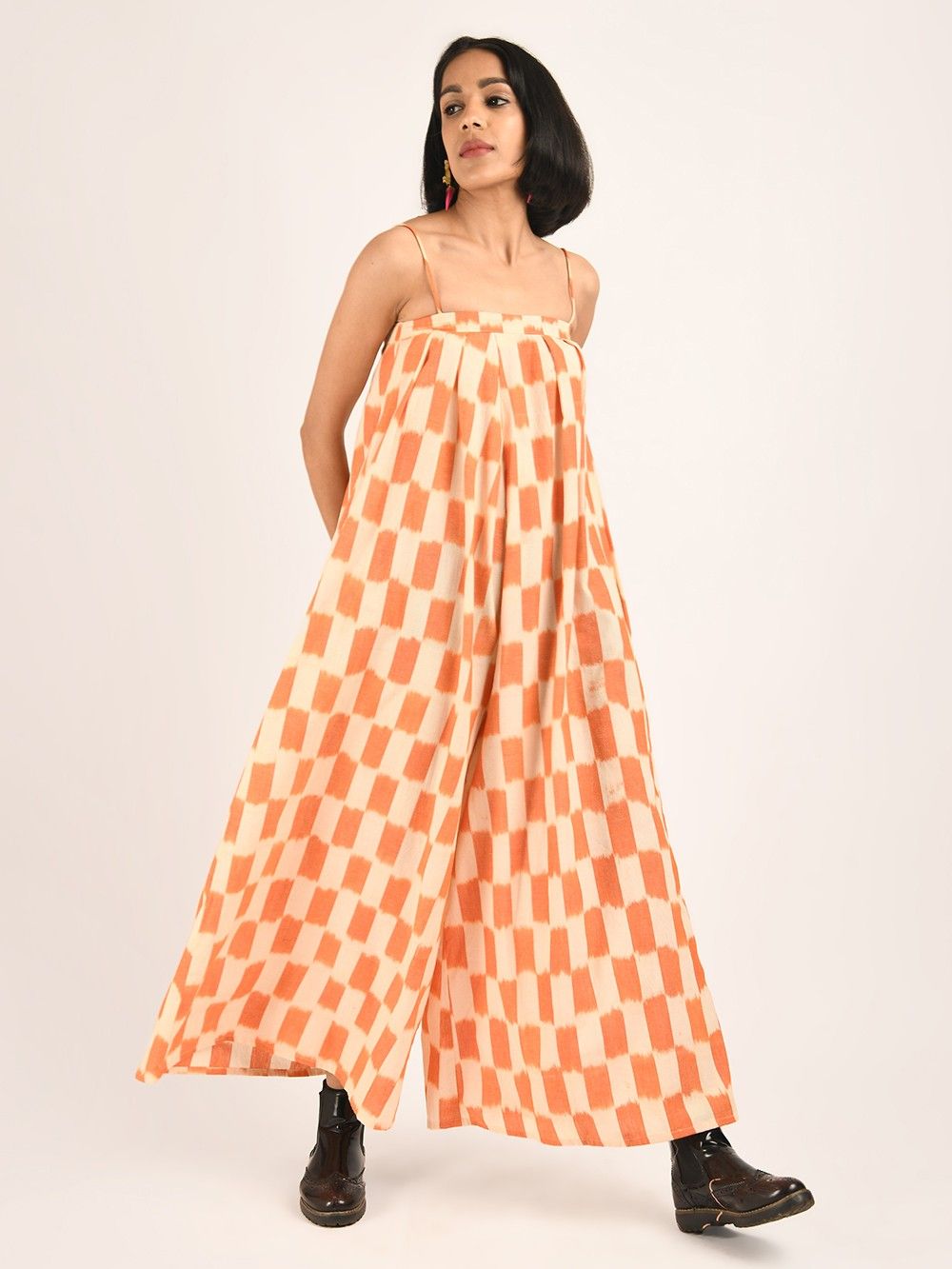 the loom - Mustard Yellow Cotton ikat Jumpsuit