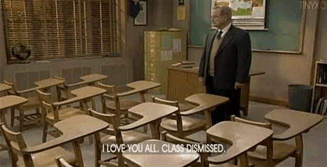 Mr. Feeny from Boy Meets World closing the series finale with the line "I love you all. Class dismissed."