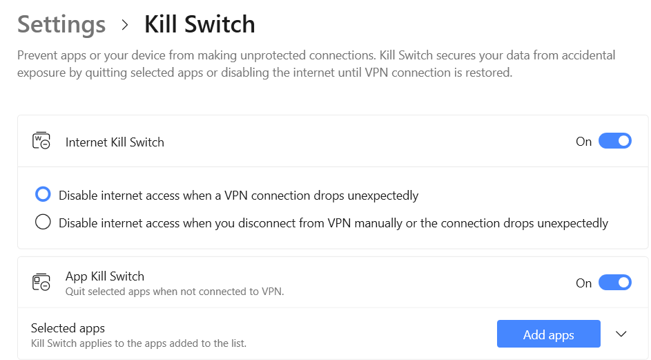 NordVPN Kill Switch SEttings