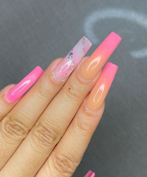 Lush rose pink ombre nail 