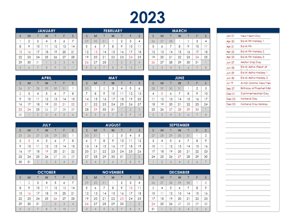 Social Media Calendar 2023 UAE