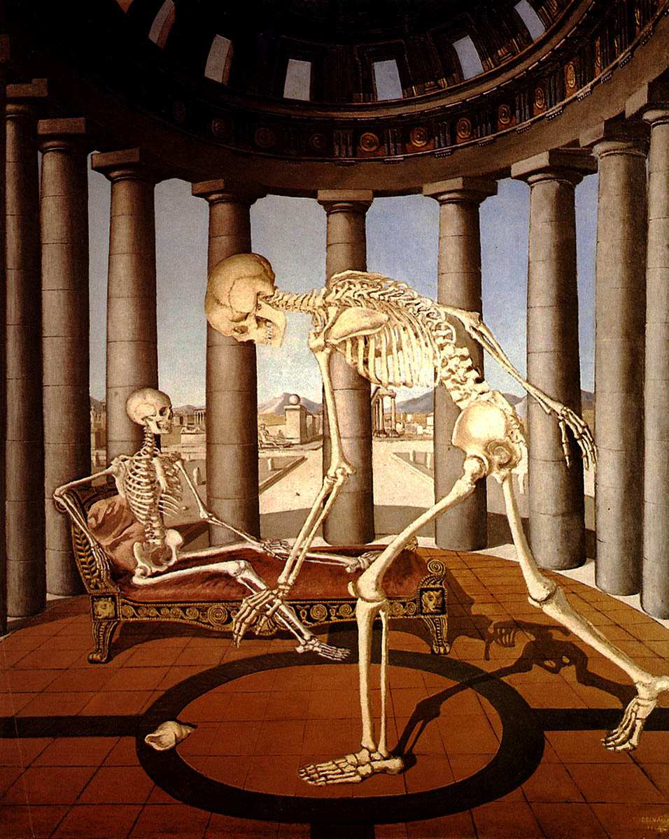 paul delvaux the skeleton has the shell