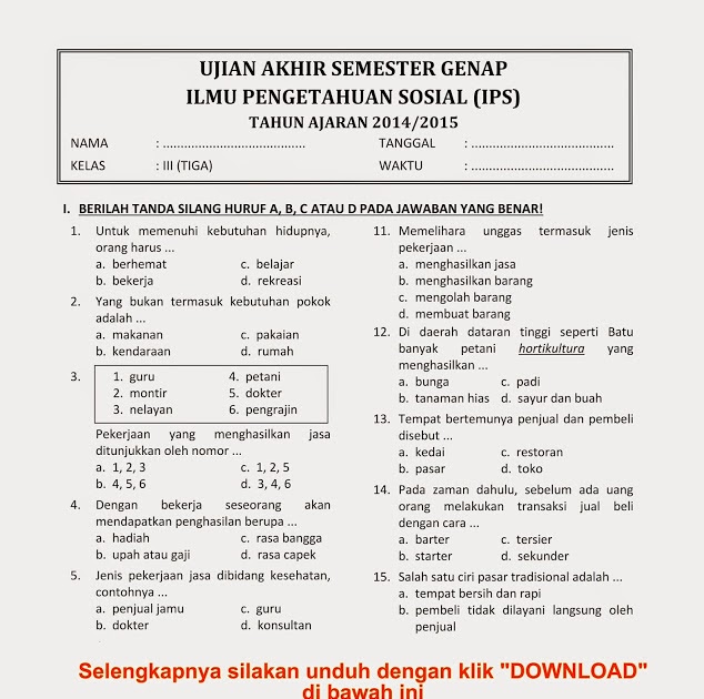 Unduh Kisi2 Soal Agama Islam Semester Genap Sd Kls 2 5