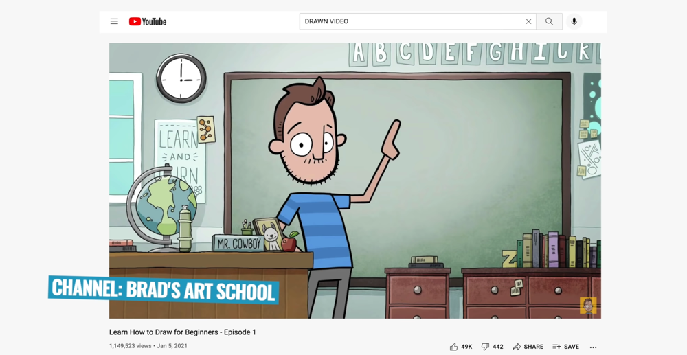 Brad's Art School has reached nearly 300,000 subscribers without showing his face