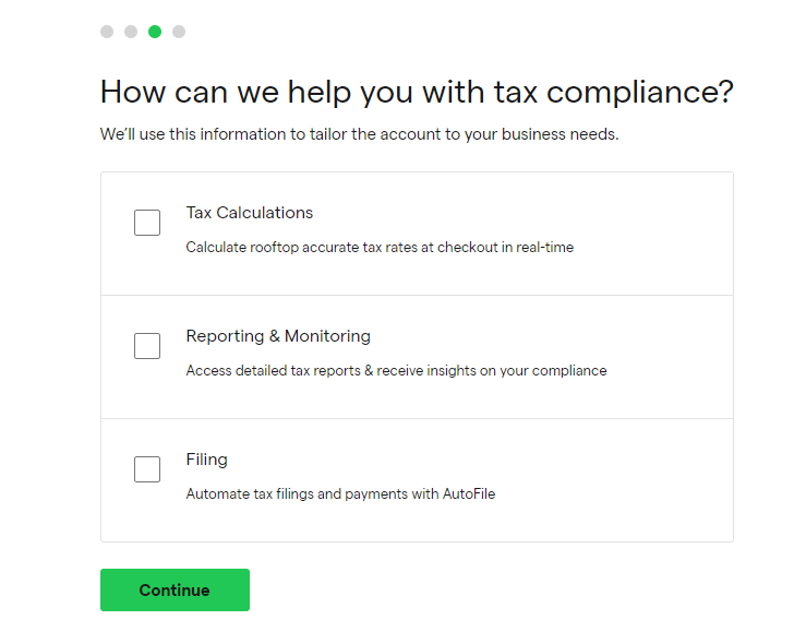 Taxjar tax compliance settings