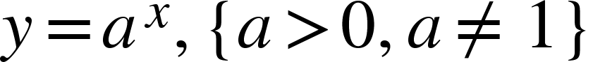 y equals a to the power of x comma open curly brackets a greater than 0 comma a not equal to 1 close curly brackets