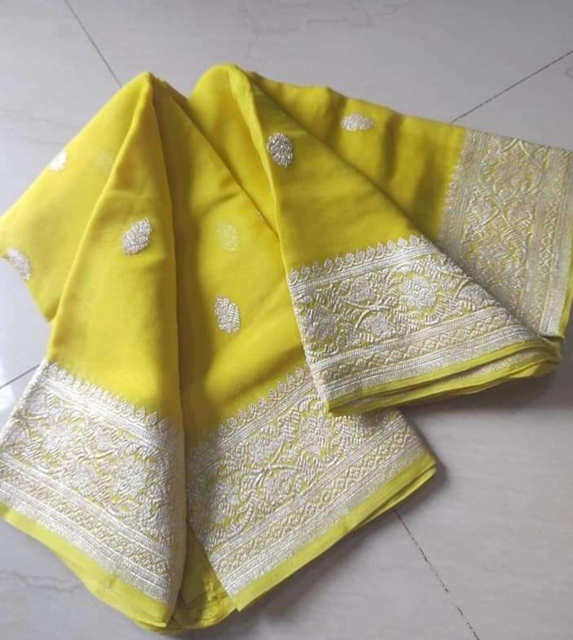 Pure Banaras Handloom Khaddi Goergatte silk saree