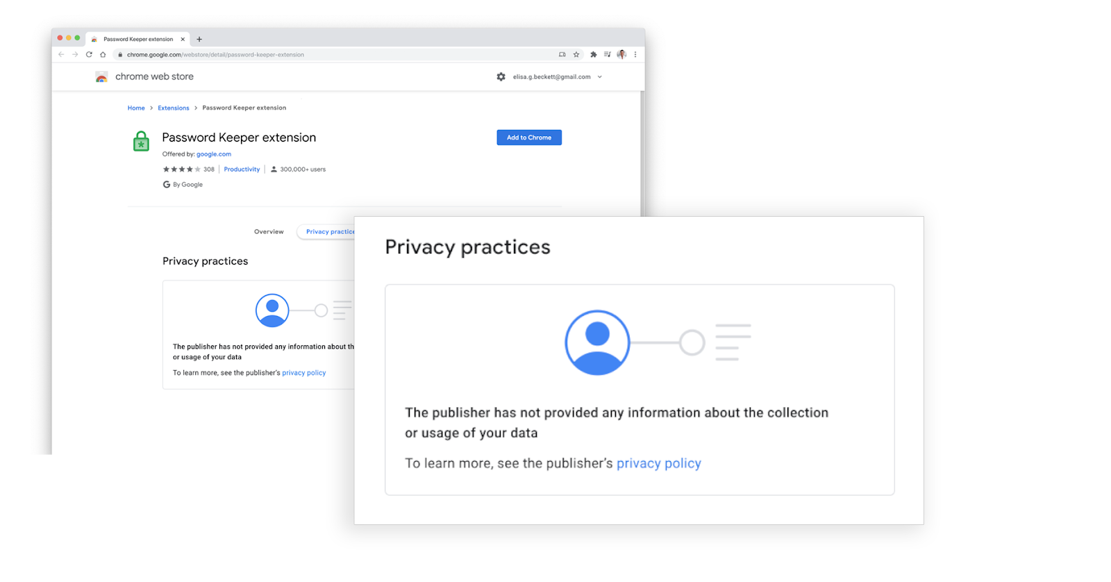 Transparent privacy practices for Chrome Extensions